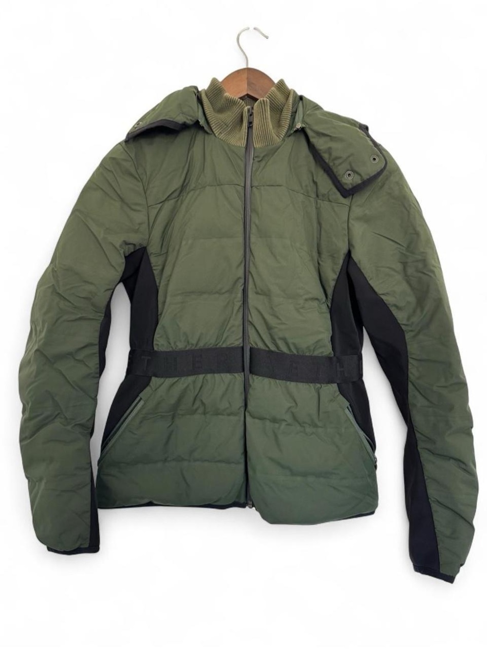 Aether Olive Green Puffer Ski Snow Jacket Small Hooded Gorpcore Detachable Hood
